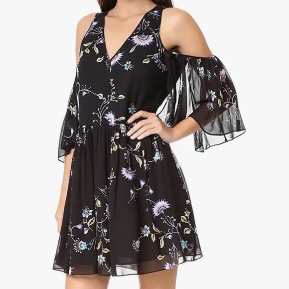 Rebecca Minkoff Robbie Cold Shoulder Dress in Tropical Vine Size Medium - Picture 2 of 12